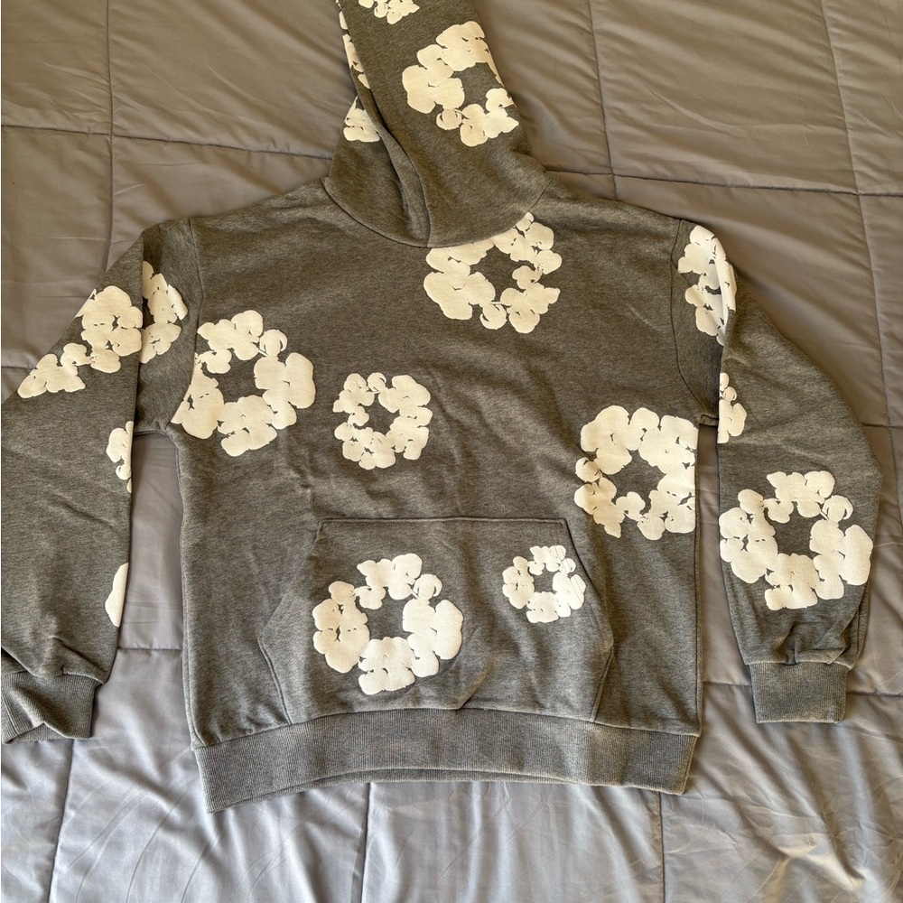 Gray denim tear Hoodie